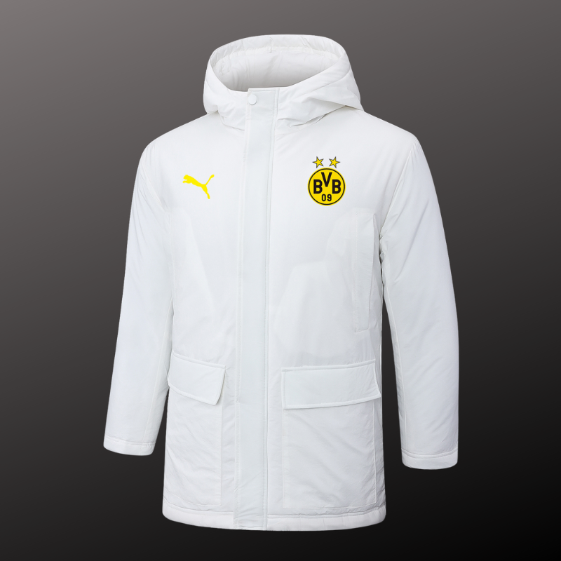 Borussia Dortmund White Hooded Winter Jacket