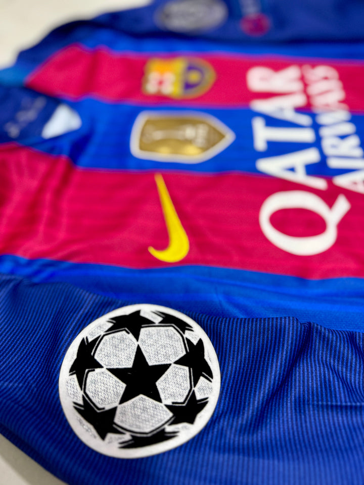 Barcelona 2016/17 Home Retro Shirt (+Patches) - Long Sleeve