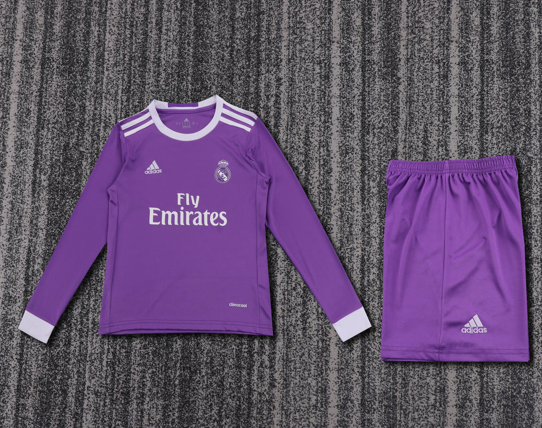 Real Madrid 16/17 Children's Away Retro Set - Long Sleeve