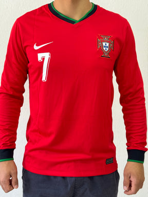 Portugal 2024/25 Home Shirt Long Sleeve - Ronaldo #7 (+Patches)