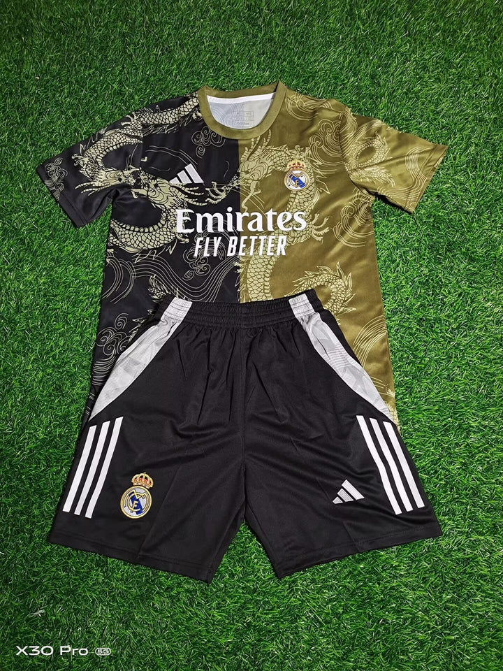 Real Madrid 2025/26 Training Kit - Black/Moss Green