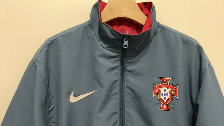 Portugal Reversible Windbreaker Jacket - Red/Bluish Gray