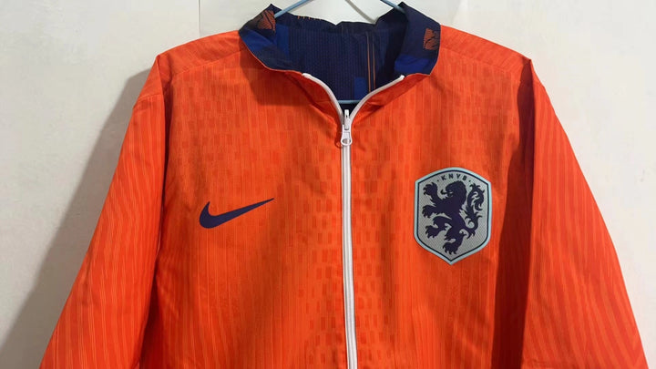Netherlands 2024/25 Reversible Windbreaker Jacket - Orange/Navy Blue