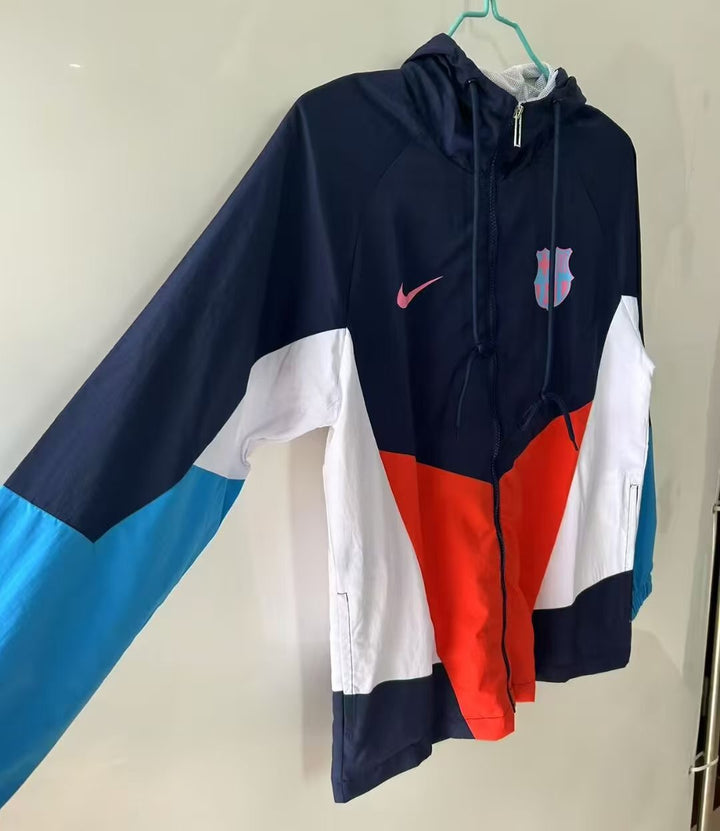 Barcelona Windbreaker Jacket - Navy Blue/White