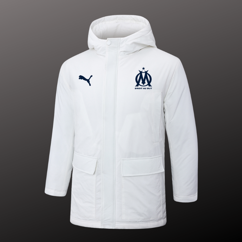 Olympique Marseille White Hooded Winter Jacket