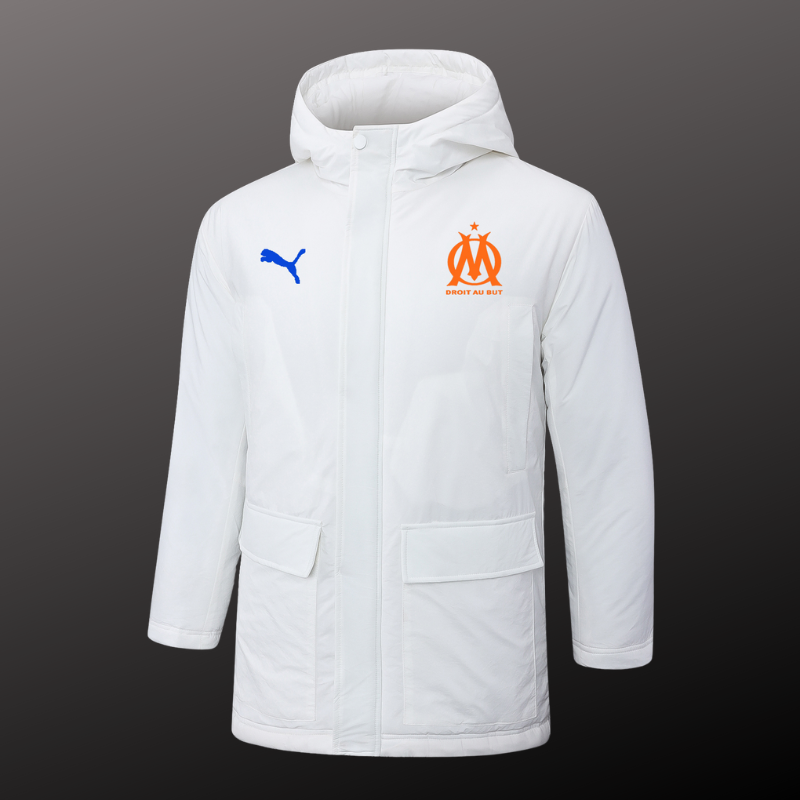 Olympique Marseille White Hooded Winter Jacket I