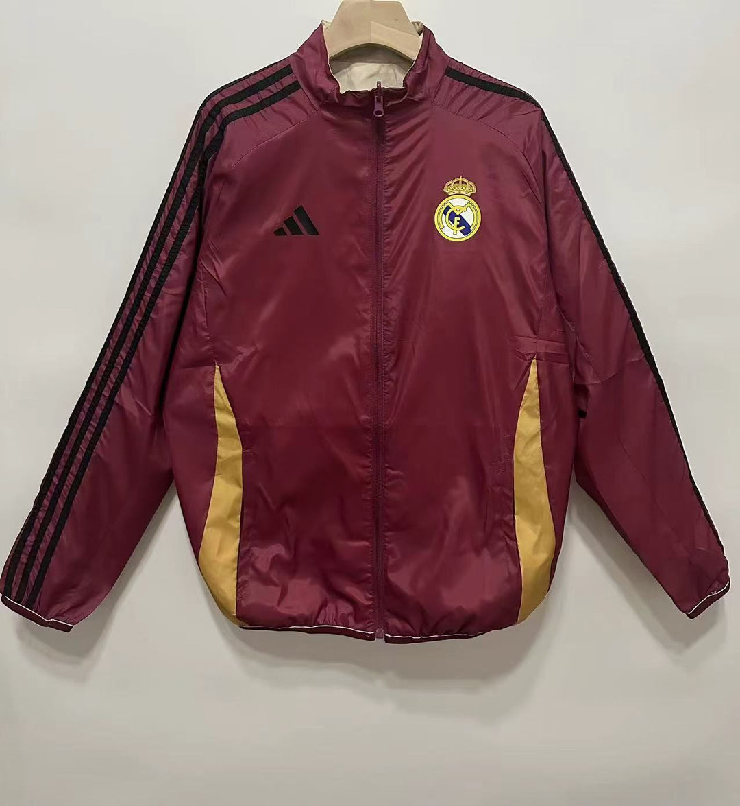 Real Madrid Reversible Windbreaker Jacket - Burgundy/Beige