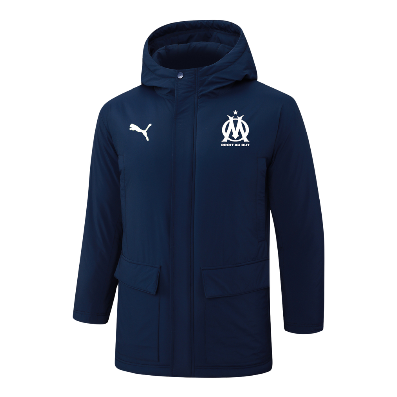 Olympique Marseille Navy Hooded Winter Jacket