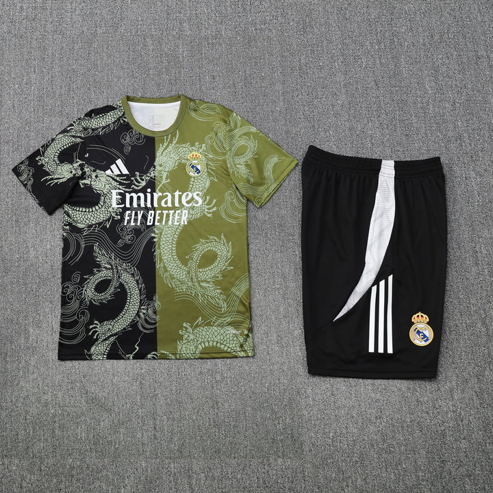 Real Madrid 2025/26 Training Kit - Black/Moss Green