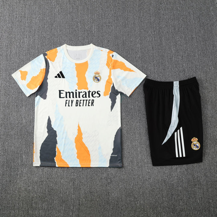 Real Madrid 2025/26 Training Kit - Off-White/Orange