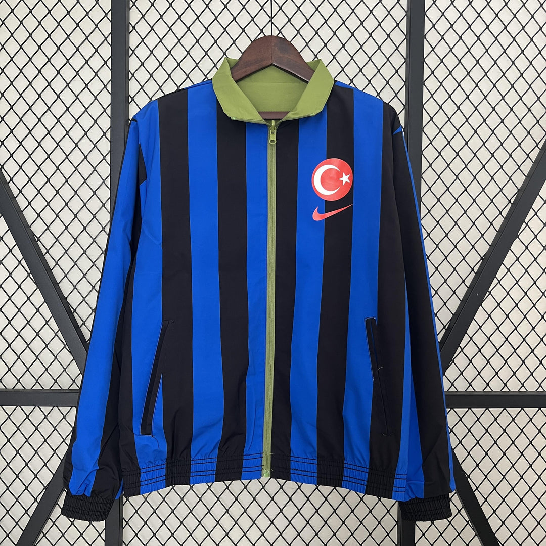 Turkey Reversible Windbreaker Jacket - Moss Green/Blue