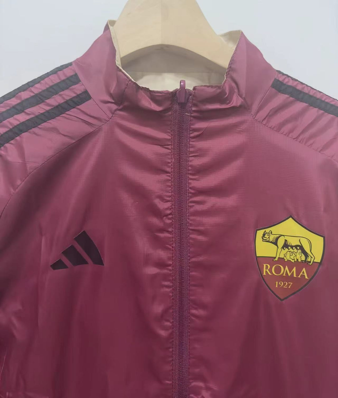Roma Windbreaker Jacket - Burgundy/Beige