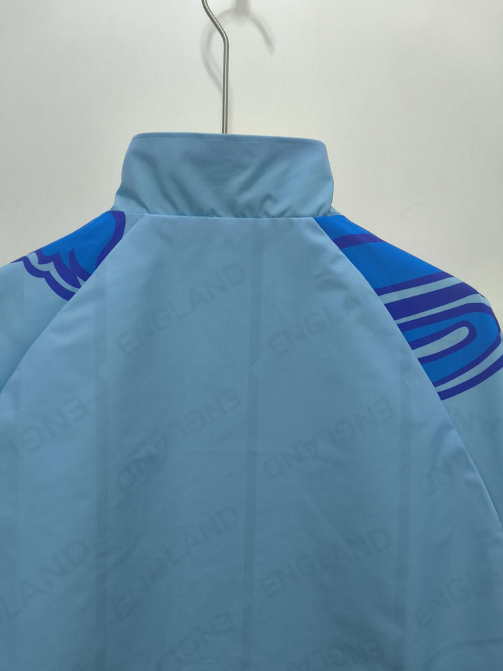 England 1992 Reversible Windbreaker Jacket - Cyan/Light Blue