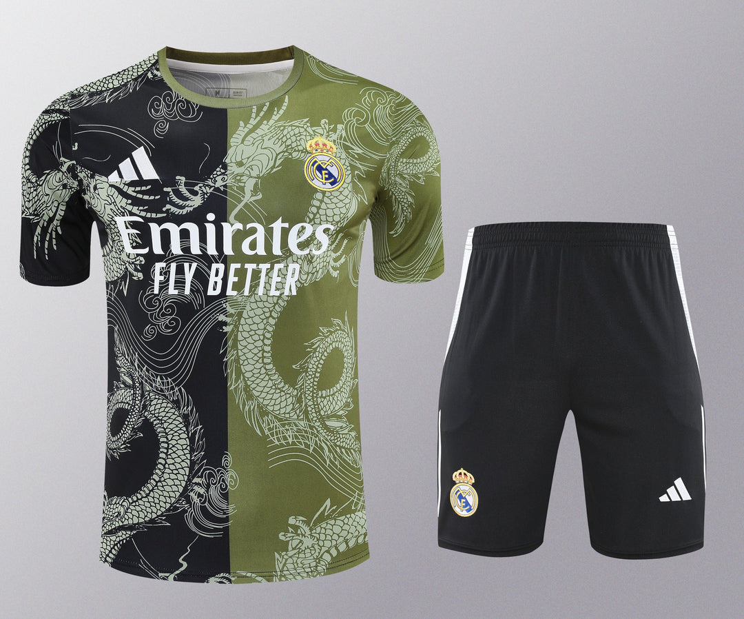 Real Madrid 2025/26 Training Kit - Black/Moss Green