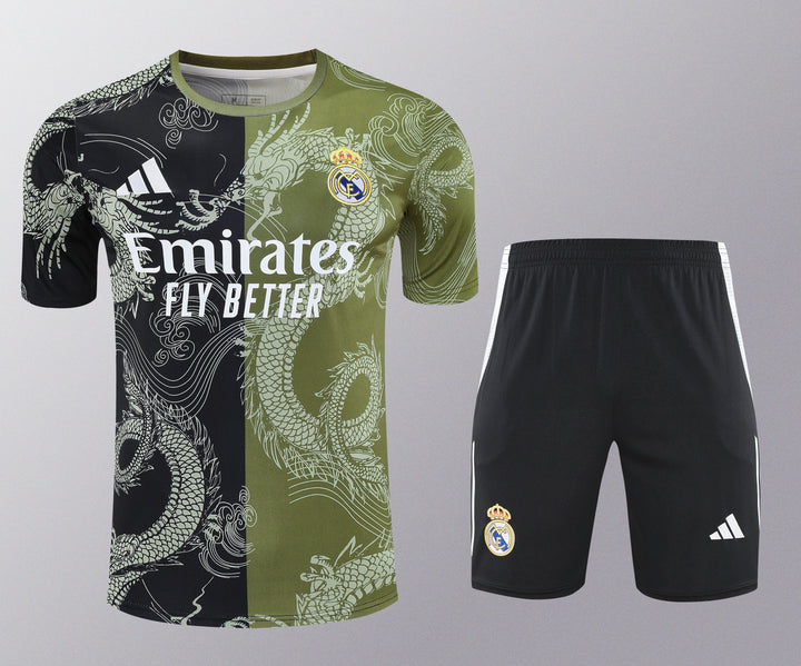 Real Madrid 2025/26 Training Kit - Black/Moss Green