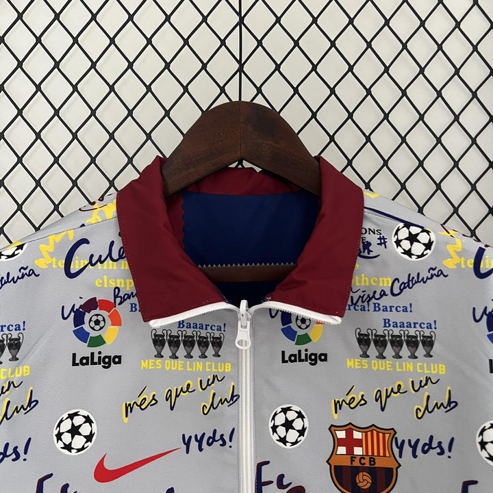 Barcelona Reversible Windbreaker Jacket - Red/White