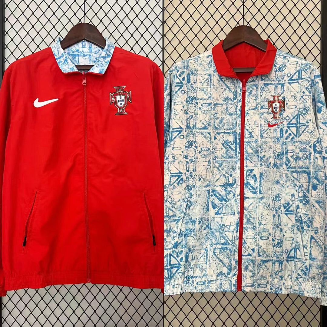 Portugal Reversible Windbreaker Jacket - White/Red