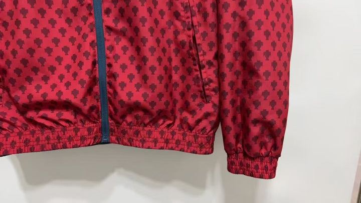 Portugal Reversible Windbreaker Jacket - Red/Bluish Gray