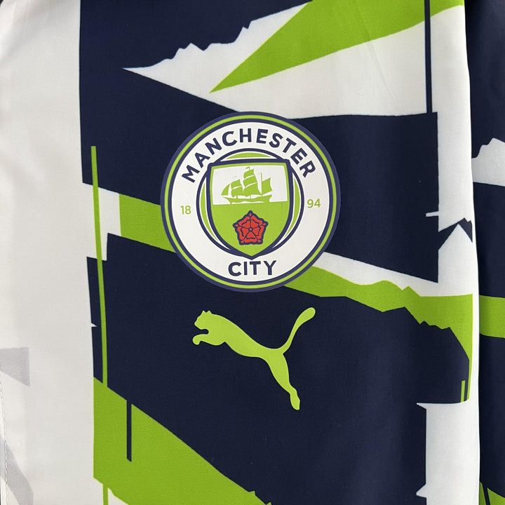 Manchester City Reversible Windbreaker Jacket - Navy Blue/Green