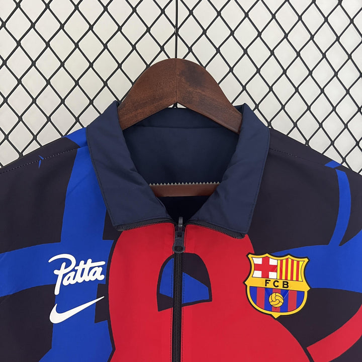 Barcelona Reversible Windbreaker Jacket - Navy Blue/Red
