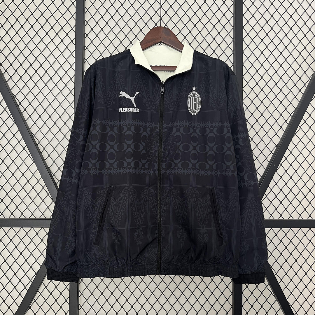 AC Milan Reversible Windbreaker Jacket - Black/Off-White