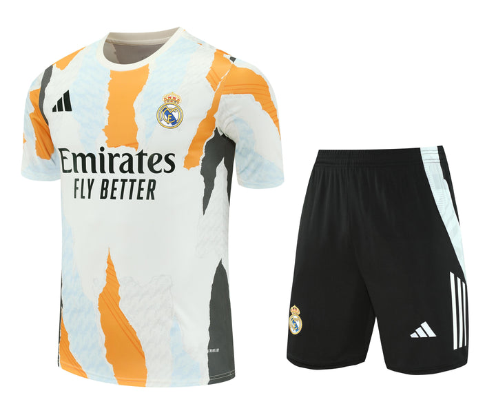 Real Madrid 2025/26 Training Kit - Off-White/Orange