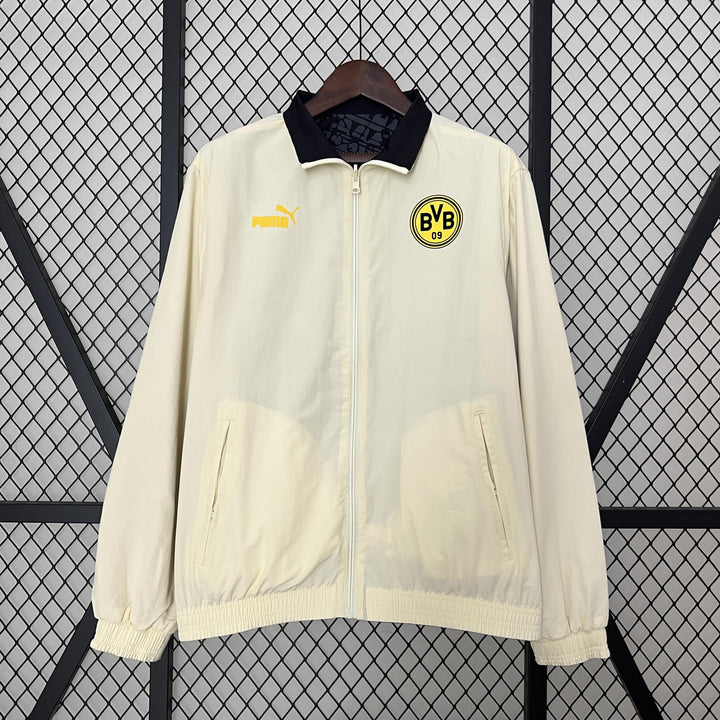Borussia Dortmund Reversible Windbreaker Jacket - Off-White/Black