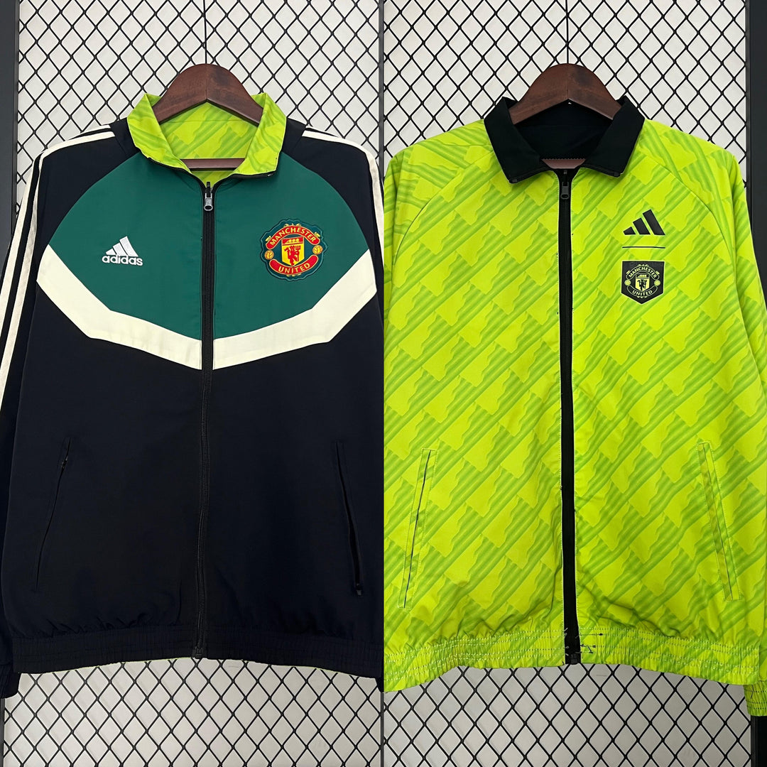Manchester United Reversible Windbreaker Jacket - Dark Green/Black