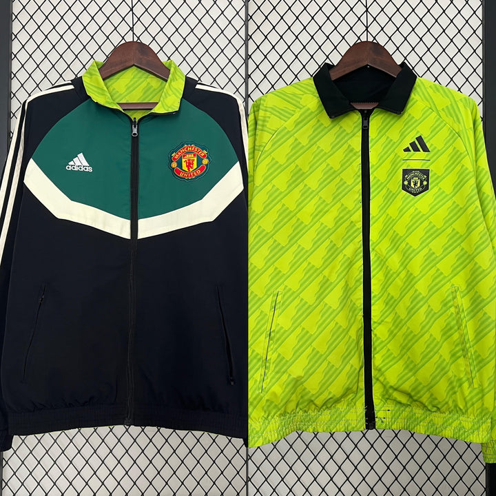 Manchester United Reversible Windbreaker Jacket - Dark Green/Black