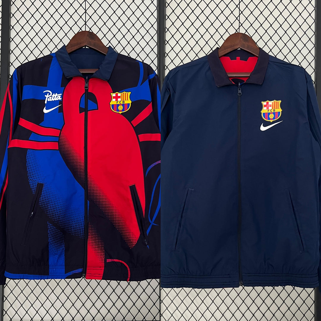 Barcelona Reversible Windbreaker Jacket - Navy Blue/Red