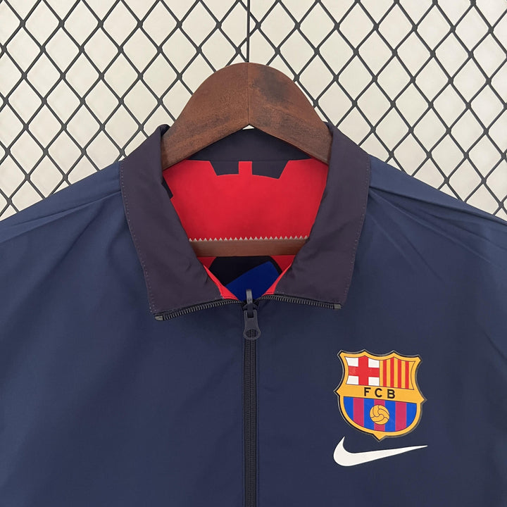 Barcelona Reversible Windbreaker Jacket - Navy Blue/Red