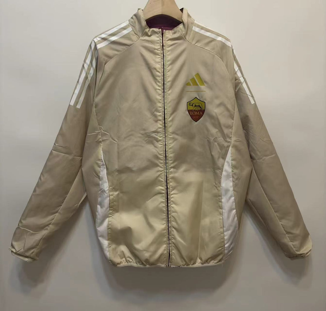 Roma Windbreaker Jacket - Burgundy/Beige