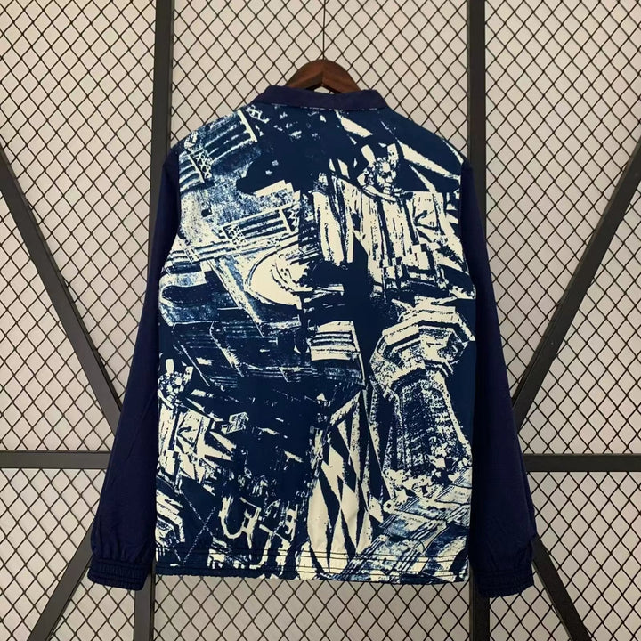 Bayern Munich Reversible Windbreaker Jacket - Navy Blue/Off-White