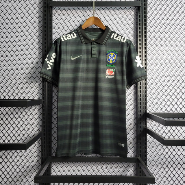 Nike Brazil Striped 21/22 Polo Shirt - Black