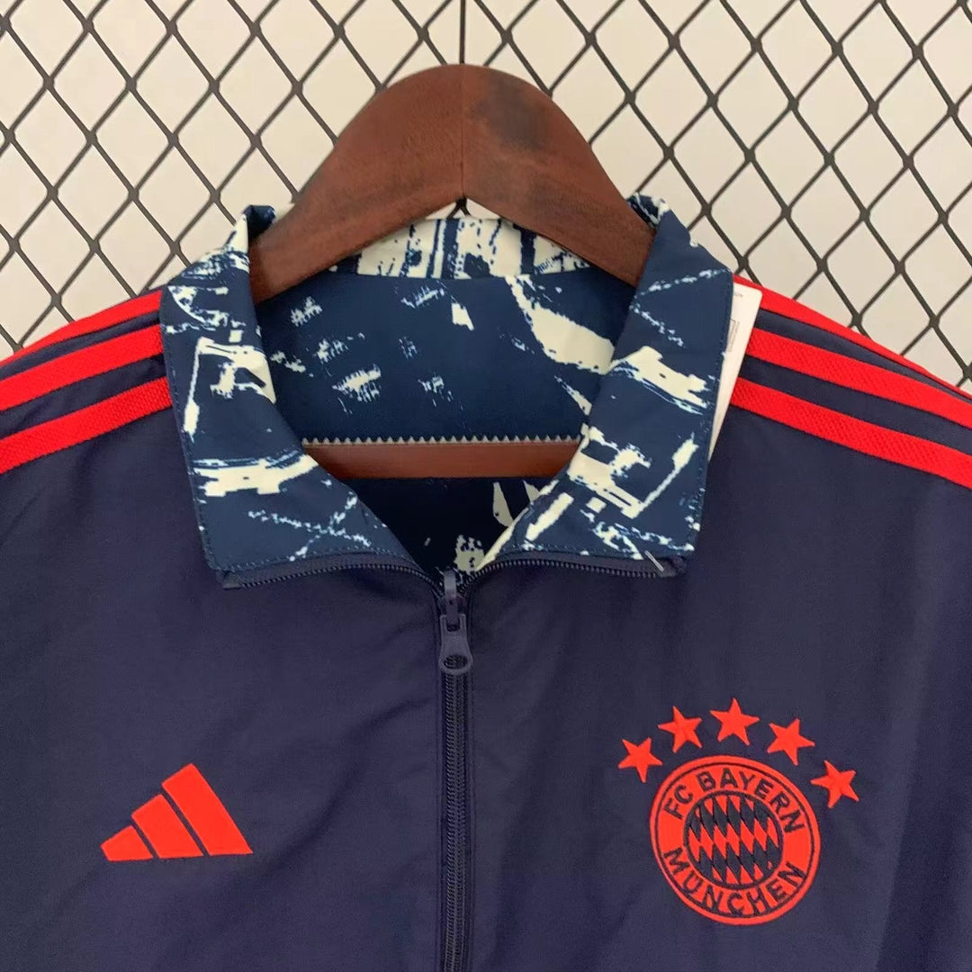 Bayern Munich Reversible Windbreaker Jacket - Navy Blue/Off-White