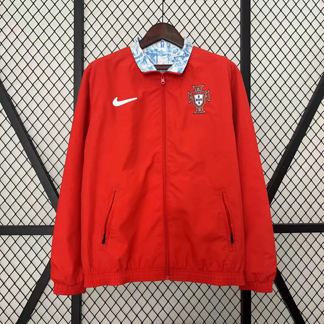 Portugal Reversible Windbreaker Jacket - White/Red