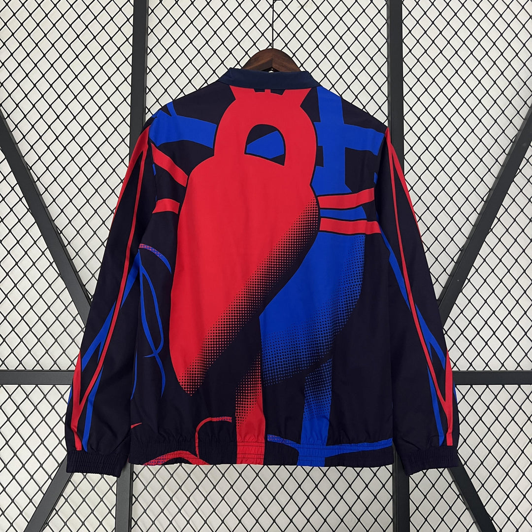Barcelona Reversible Windbreaker Jacket - Navy Blue/Red
