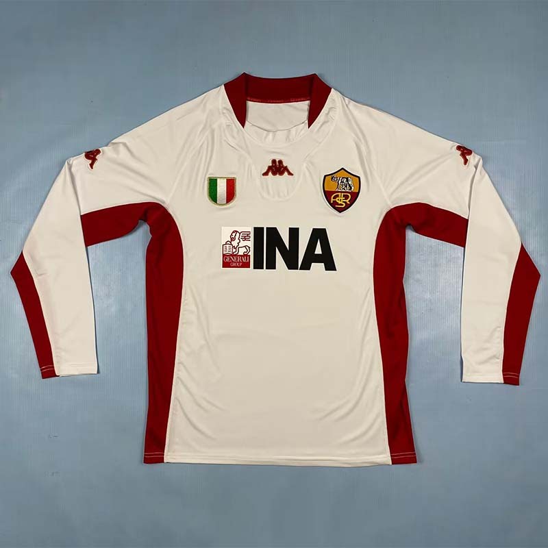 Roma 01/02 Away Retro Shirt - Long Sleeve