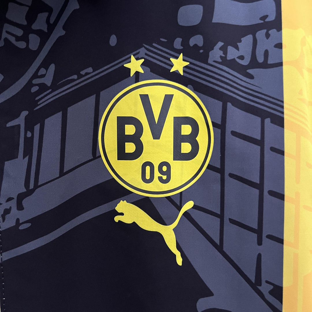 Borussia Dortmund Reversible Windbreaker Jacket - Off-White/Black