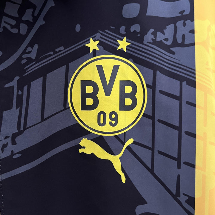 Borussia Dortmund Reversible Windbreaker Jacket - Off-White/Black