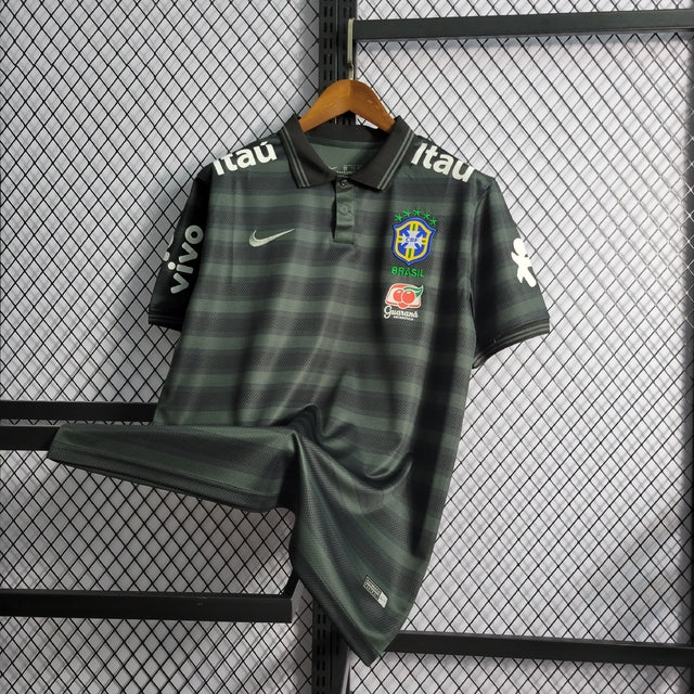 Nike Brazil Striped 21/22 Polo Shirt - Black