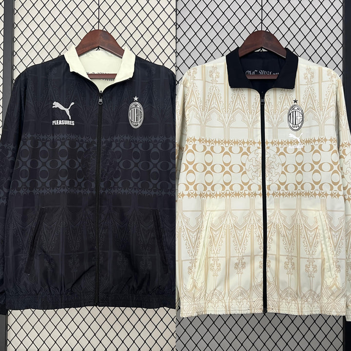 AC Milan Reversible Windbreaker Jacket - Black/Off-White