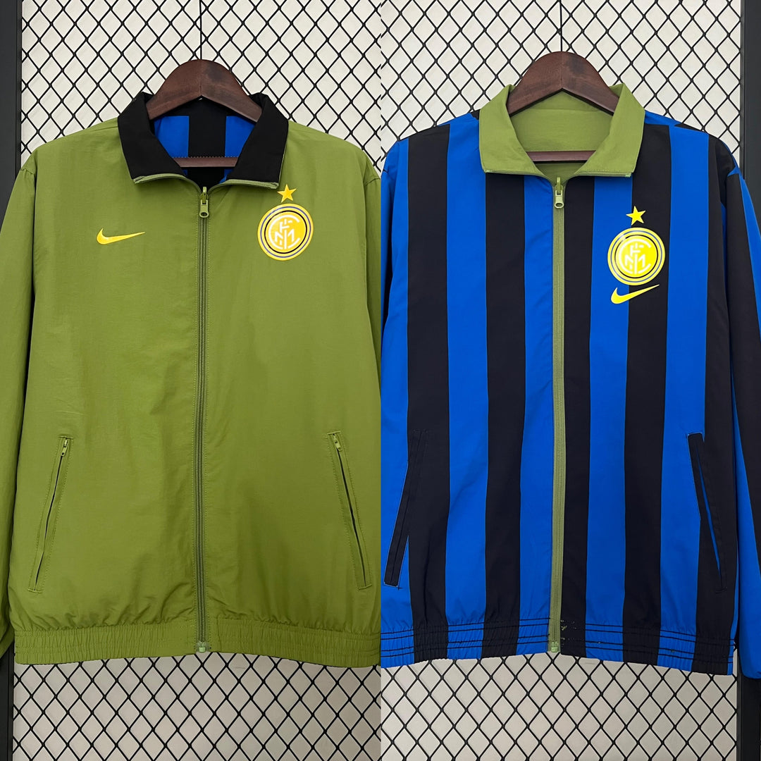 Inter Milan Reversible Windbreaker Jacket - Moss Green/Blue