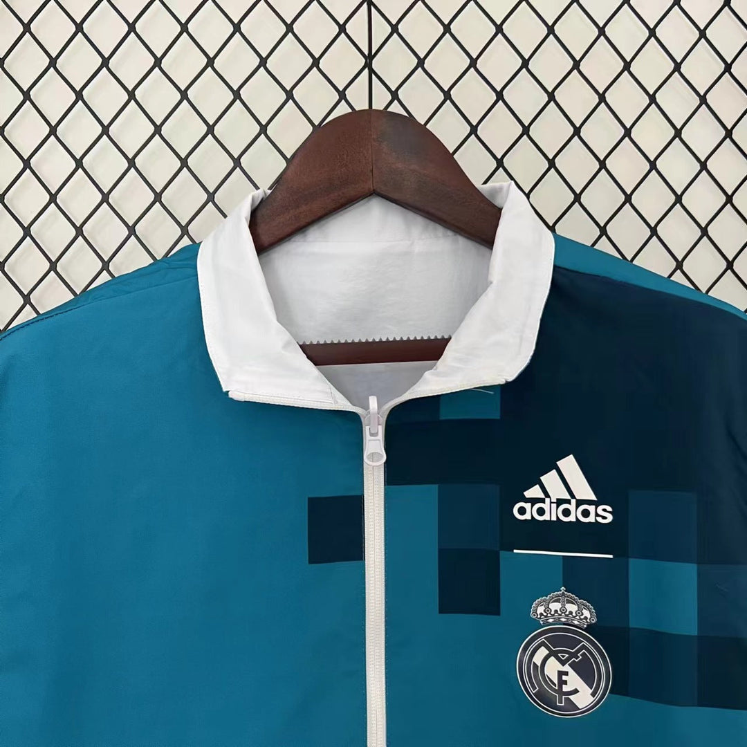 Real Madrid Reversible Windbreaker Jacket - White/Turquoise