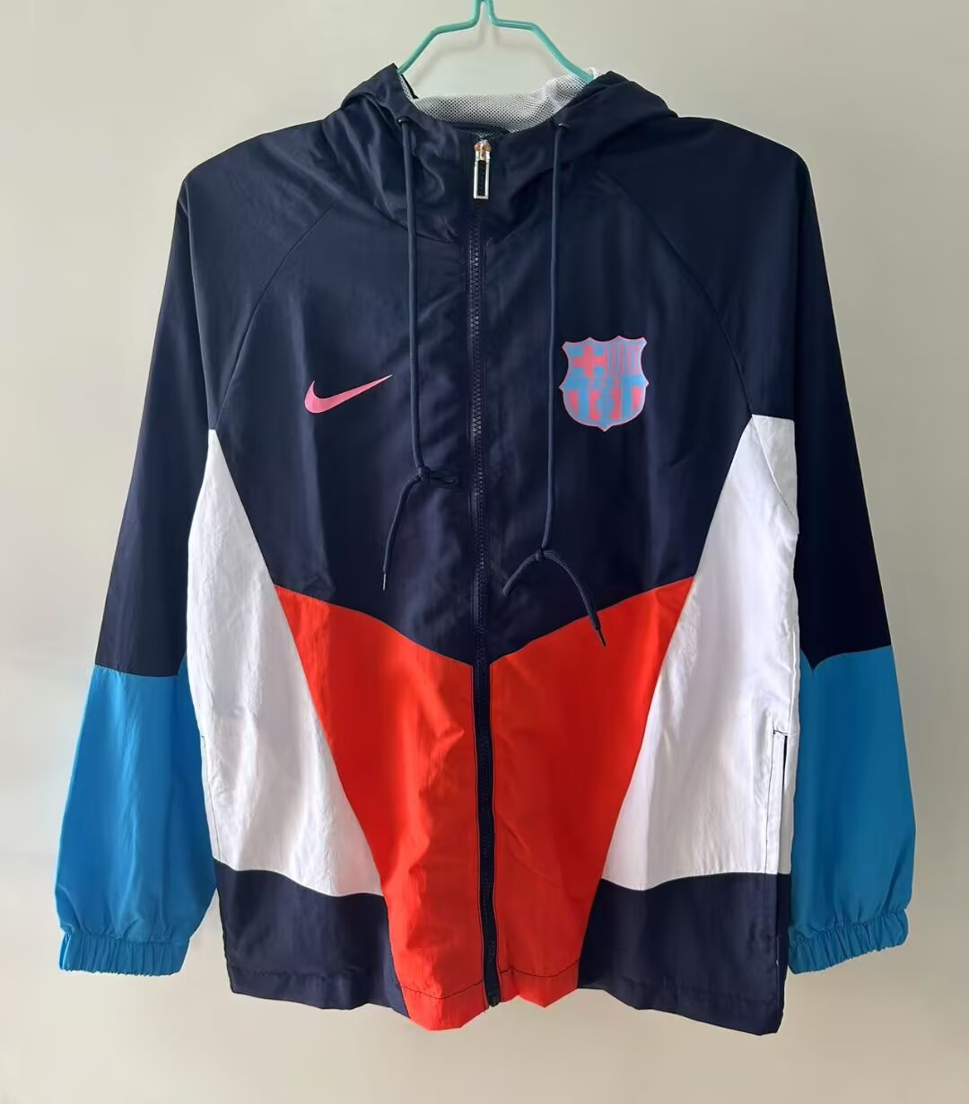 Barcelona Windbreaker Jacket - Navy Blue/White