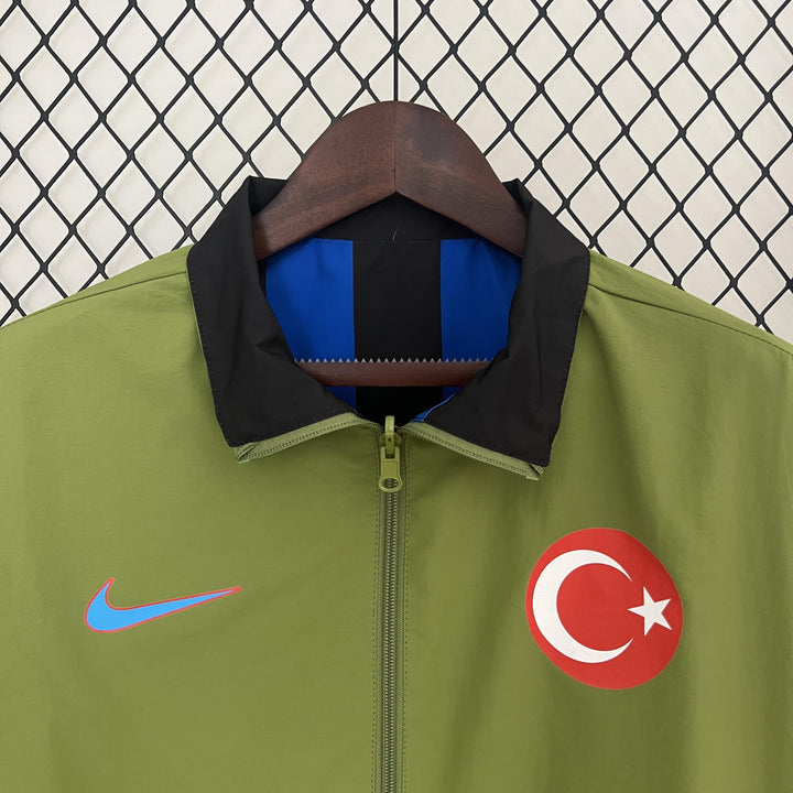 Turkey Reversible Windbreaker Jacket - Moss Green/Blue