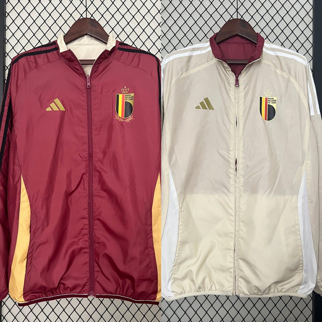 Belgium Reversible Windbreaker Jacket - Burgundy/Off-White