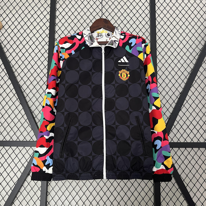 Manchester United Reversible Windbreaker Jacket - White/Black