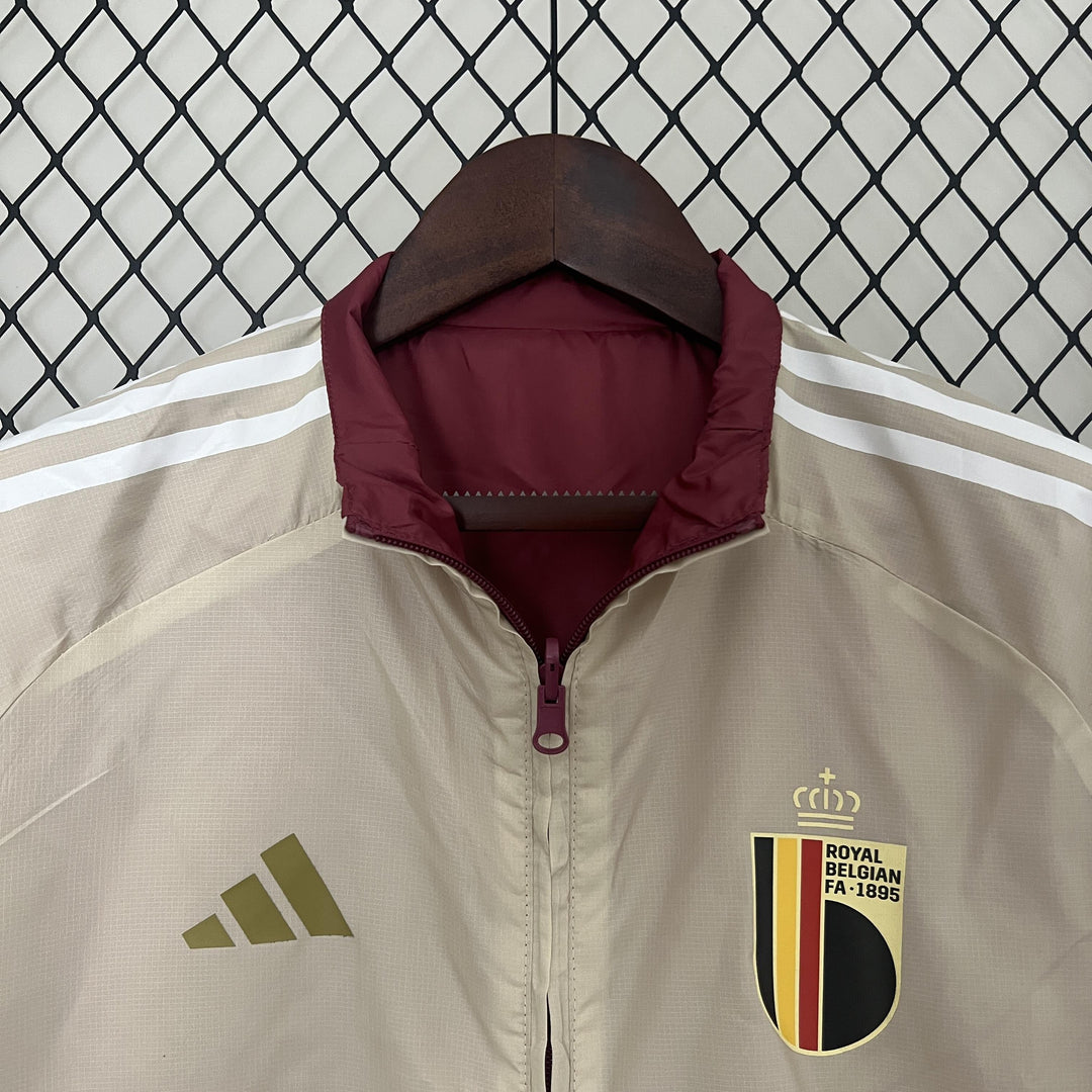 Belgium Reversible Windbreaker Jacket - Burgundy/Off-White