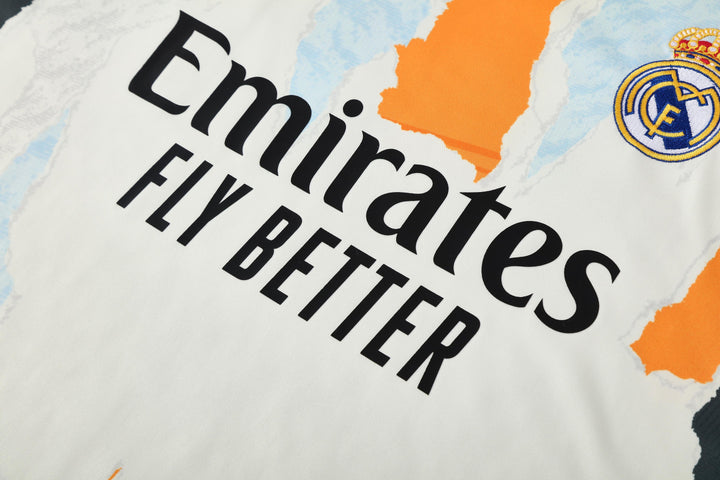 Real Madrid 2025/26 Training Shirt - Off-White/Orange